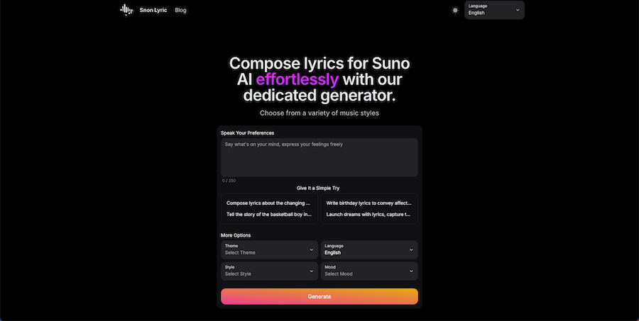 Snon Lyric - AI Tool