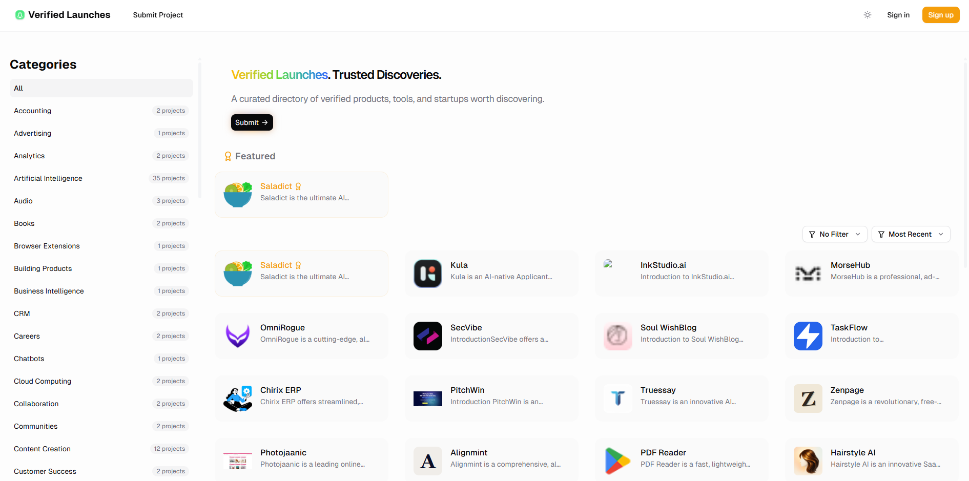 Verified Launches - AI Tool